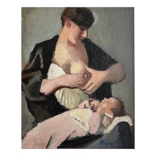 Henry Meylan, Mère et enfant, Oil on Canvas, Framed For Sale