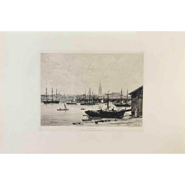 François Antoine Maxime Lalanne, À Bordeaux, Etching, 1870s For Sale