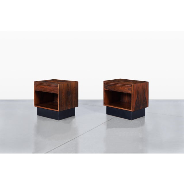 1960s Scandinavian Modern Brazilian Rosewood Nightstands by Westnofa For Sale - Image 5 of 15