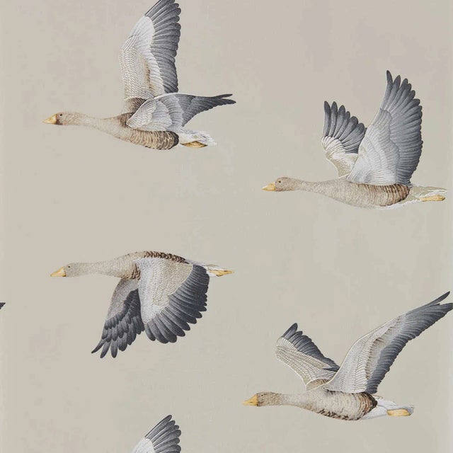 Sanderson Elysian Geese Wallpaper in Gilver - a Sample For Sale