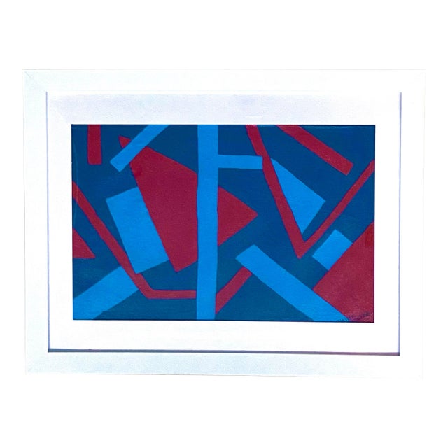 Modern Abstract Geometric Framed Painting by Suga Lane For Sale