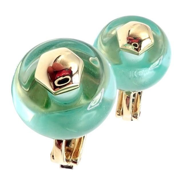 Marina B Vintage Marina B Yellow Gold Pneu Crystal Earrings, A Pair For Sale - Image 4 of 14