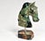 Gemstone Gemstone Emerald Horse Bust Sculpture Olive Black Hand Carved For Sale - Image 7 of 11