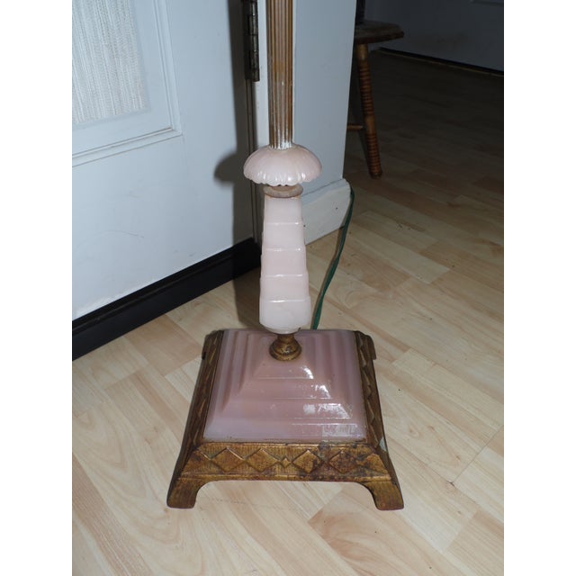 Art Deco Vintage Art Deco Pink Agate Glass Floor Lamp For Sale - Image 3 of 12