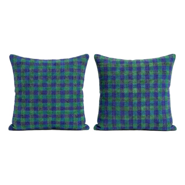Turkish Kilim Rug Pillow Cover 16'' X 16'' - Set of Two For Sale