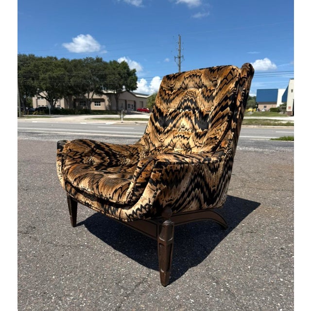Wood Mid Century Castro Convertible Tufted Lounge Chair & Otto For Sale - Image 7 of 11