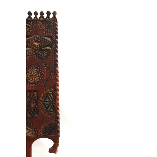 Brick Red Folk Art Slavic Weavers Distaff Item A. 8 X8x 28 For Sale - Image 8 of 12
