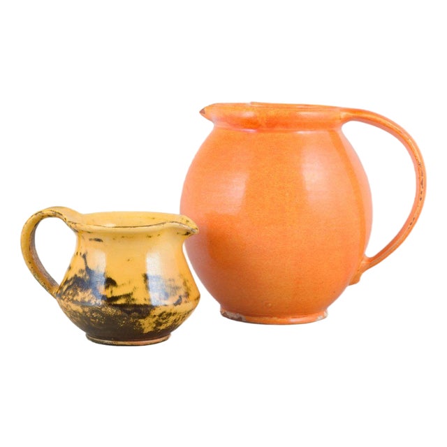Vintage Ceramic Jugs with Orange Uranium Glaze by Svend Hammershøi for Kähler, 1930s, Set of 2 For Sale