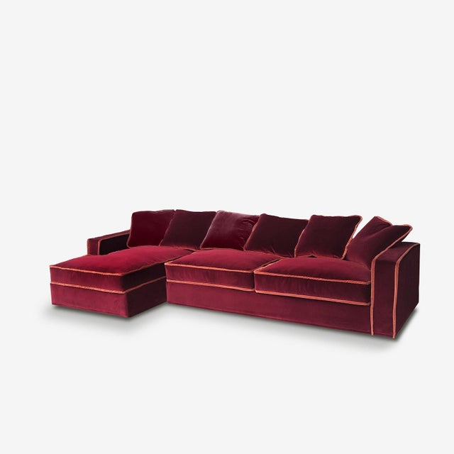 Rafaella Chaise Sofa in Red and Rusty Velvet from Biosofa For Sale - Image 14 of 14