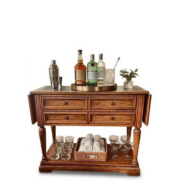 Stanley Furniture Company (Features authentic maker's heat stamp inside the drawer). Tables-Console Tables (or Sideboards...
