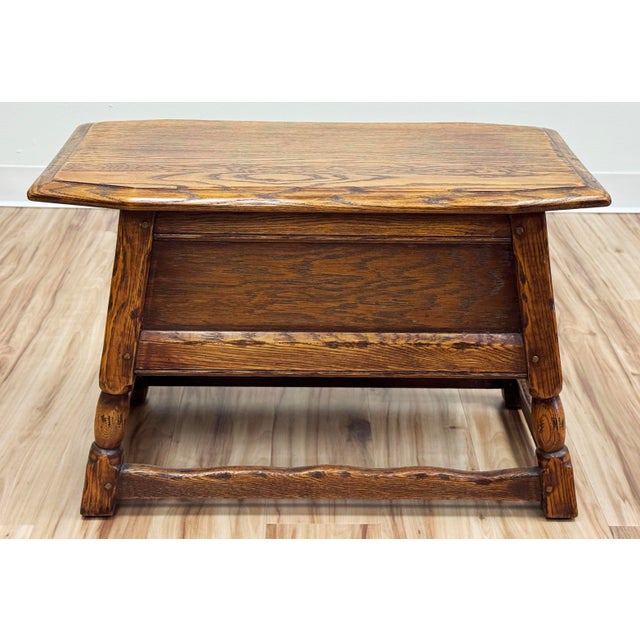 American Vintage Craftsman Style Federal Solid Oak Table For Sale - Image 3 of 11