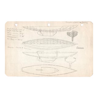1940s Maine Marine Architectural Drawing on Paper For Sale