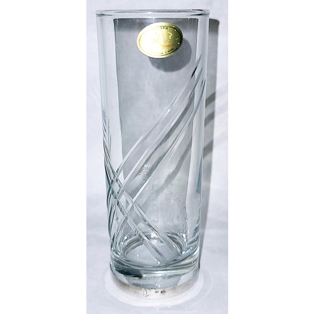 Modern 1980s Florentine Crystal and Silver Highball Glasses, Set of 6, by Locchi For Sale - Image 3 of 10