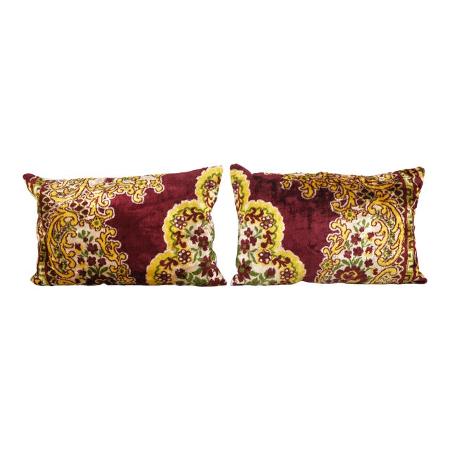 Turkish Yellow Velvet Pillow Cover - a Pair For Sale