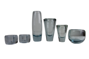 Vintage Danish Holmegaard Aqua Vases by Per Lütken, 1960s, Set of 6