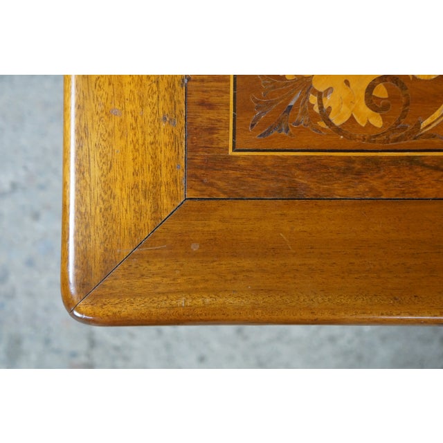 Brown Antique Victorian Mahogany Tilt Top Table Marquetry Inlay Green Man Tripod Stand For Sale - Image 8 of 17