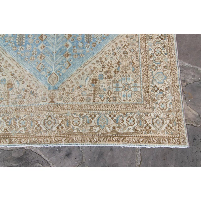 1930s Vintage Champagne Blue Hand-Knotted Rug - 6’8” X 9’11” For Sale In Los Angeles - Image 6 of 11