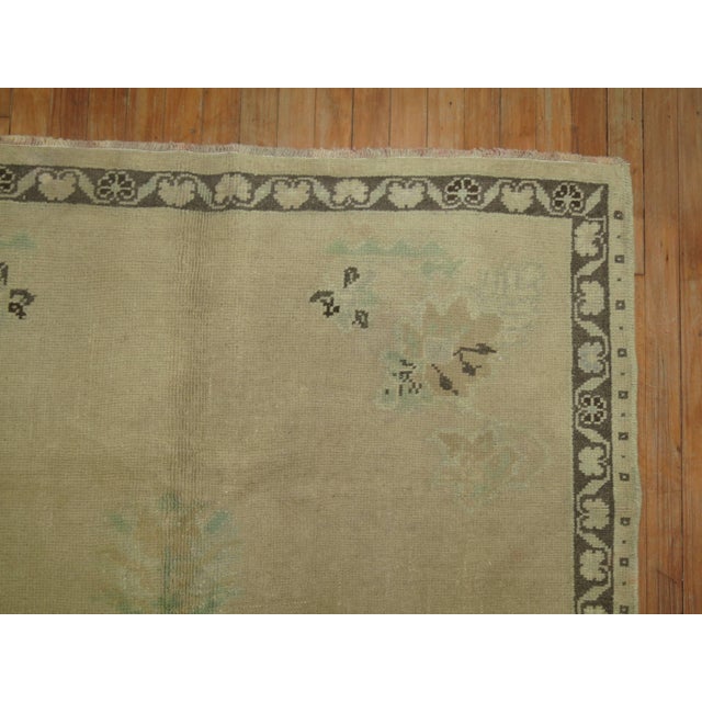 Asian Antique Neutral Vintage Turkish Oushak Rug 4' x 6' For Sale - Image 3 of 5