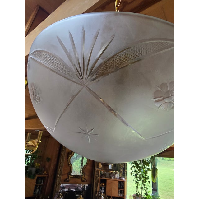 A rare original 1950s mid century modern hanging light fixture in excellent condition ( guaranteed no chips no cracks and...