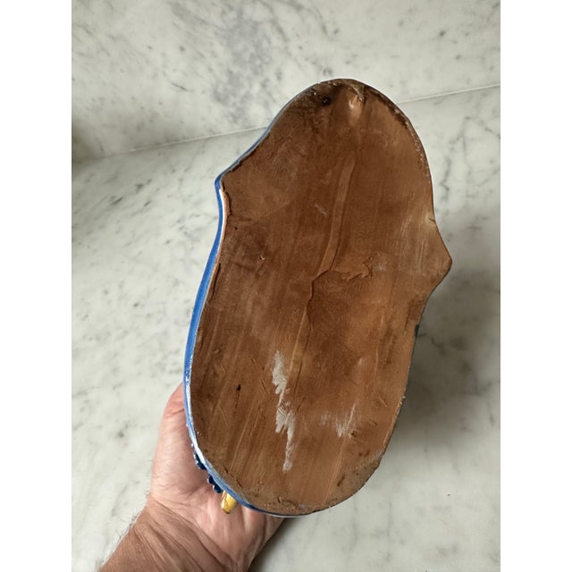 Mustard F. Messina Caltagirone Polychromed Earthenware Lion Inkwell 1950’s For Sale - Image 8 of 8