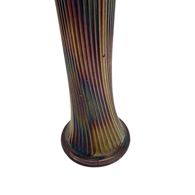 1930s Antique Fenton Irridescent Ruffled Glass Vase For Sale - Image 10 of 11