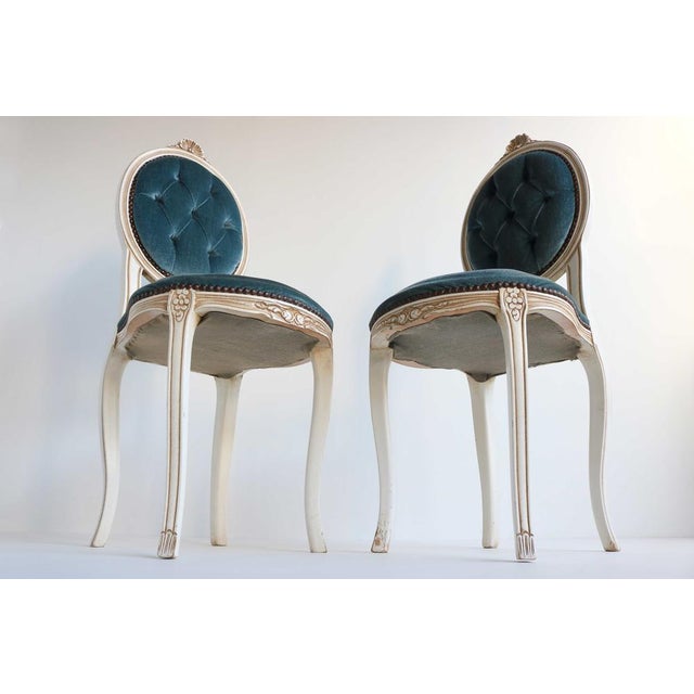 Wooden Chairs in Blue Velvet, Italy, 1960, Set of 12 For Sale - Image 10 of 13