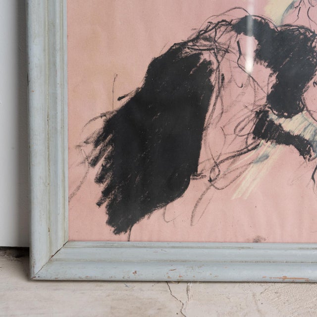 Vintage Original Pastel Drawing Depicting a Dramatic Scene by David Azuz, 1960s/1970s For Sale - Image 10 of 14