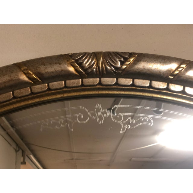 Gold Italian Hand-Engraved Mirror in Gold and Silver Leaf For Sale - Image 8 of 11