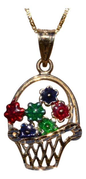 The Noack: Yellow Gold Flower Basket Pendant