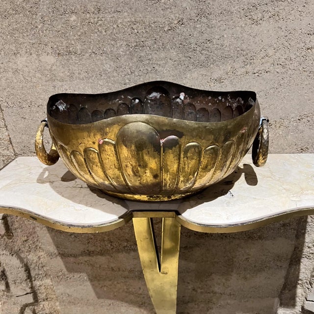 1950s Egidio Casagrande Hammered Brass Centerpiece Bowl Italy For Sale In San Diego - Image 6 of 10