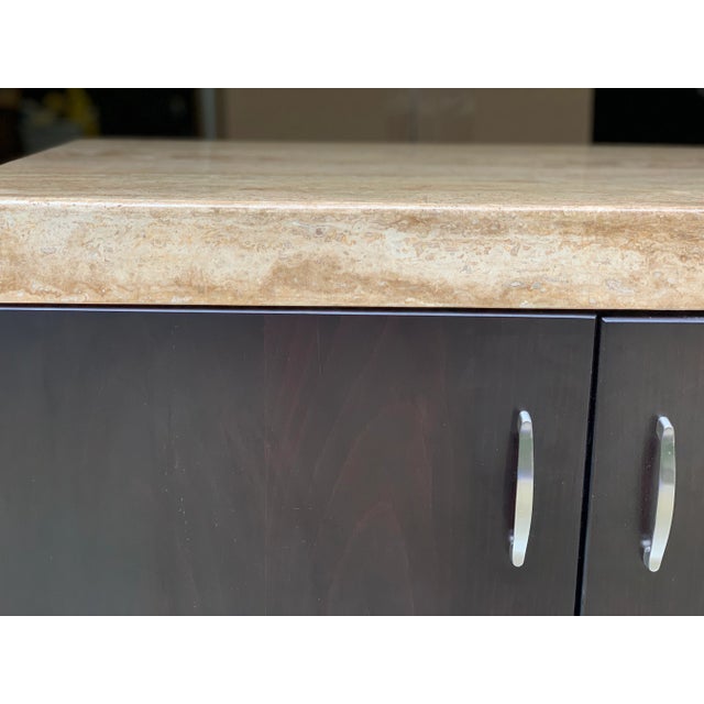 Scandanavian Design Travertine Top Buffet / Credenza For Sale - Image 4 of 9