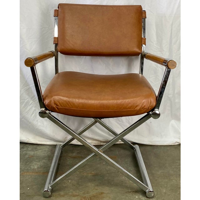Vintage Daystrom Milo Baughman Style Chrome Directors Accent Chairs a