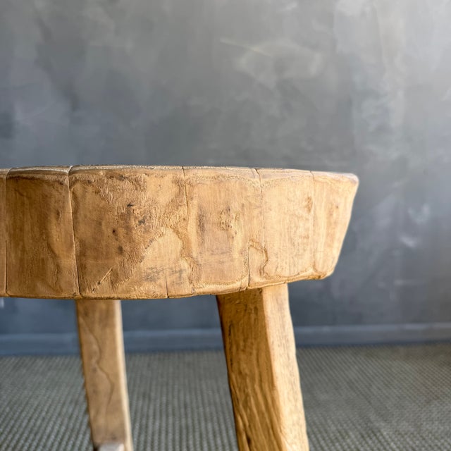 Late 20th Century Vintage Elm Wood Chop Block Table #P14 For Sale - Image 5 of 8