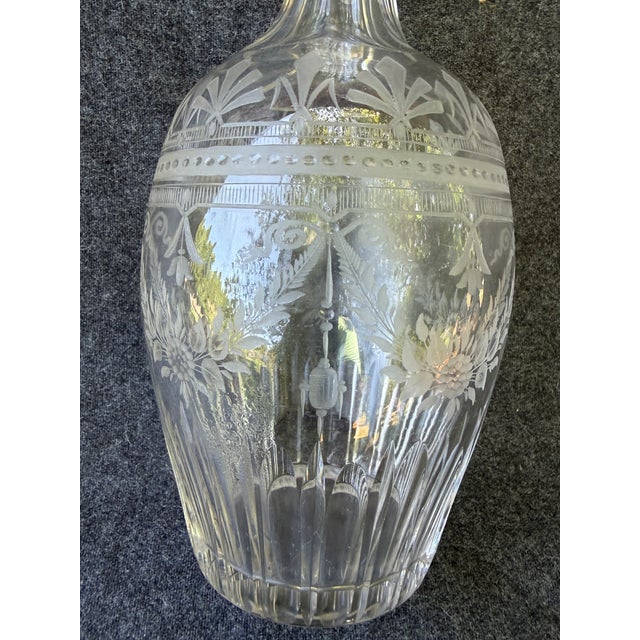 Late 19th Century Antique Etched Cut Crystal Decanter For Sale - Image 5 of 18