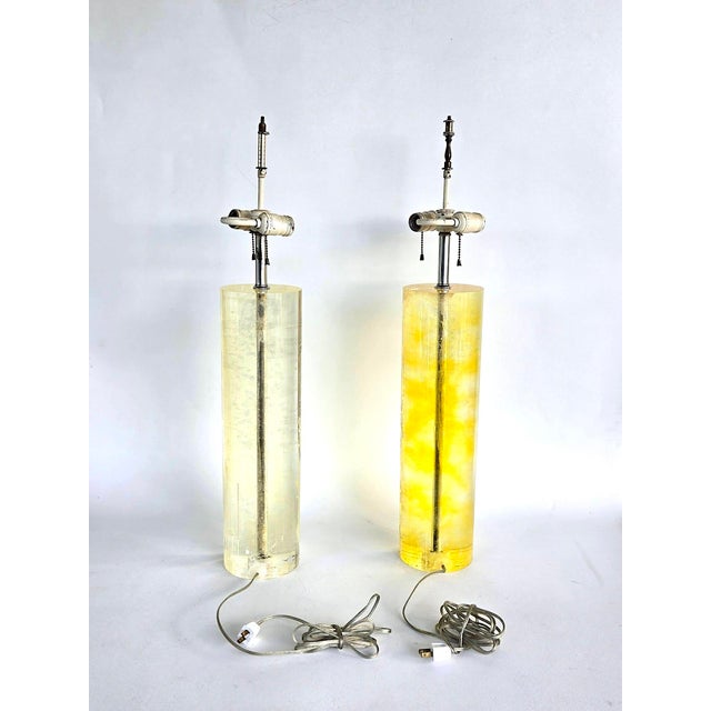 Frederick Cooper Mid 20th Century Frederick Cooper Chicago Fractal Resin Tall Table Lamps, Set of 2 For Sale - Image 4 of 17
