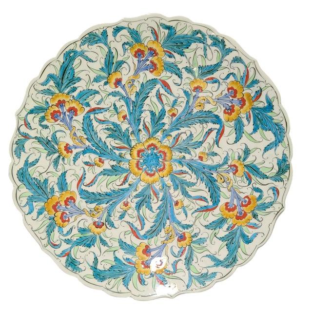 Vintage Large Hand Painted Wall Platter Tray Ceramic Avanos/Türkiye Artist Signed For Sale - Image 10 of 10