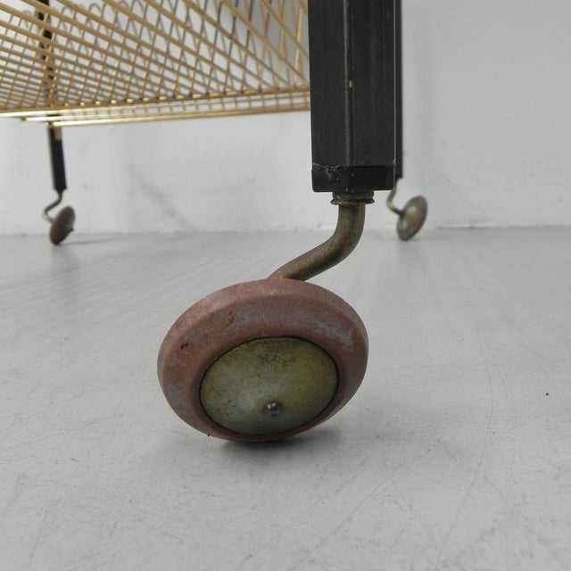 Wood Vintage Coffee Table on Castors with Singles Rack For Sale - Image 7 of 18