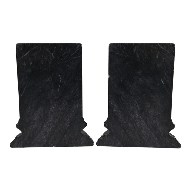 Stone Black Marble Column Bookends, a Pair For Sale - Image 7 of 7