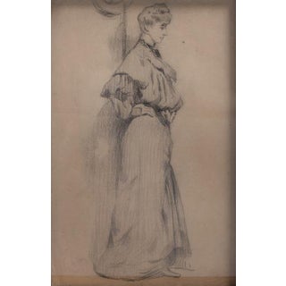Acatius Lino, Female Figure, Pencil Drawing on Paper For Sale