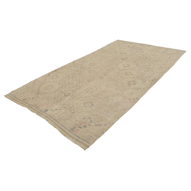 Traditional Mid 20th Century Embroidered Washed Out Kilim Rug For Sale - Image 3 of 7