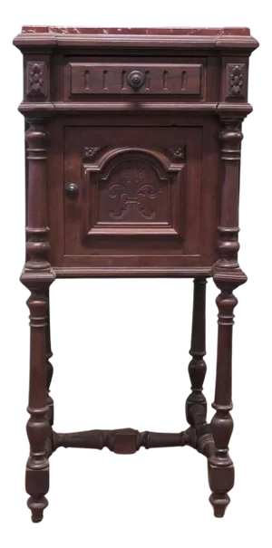 French Carved Nightstand with Marble Top