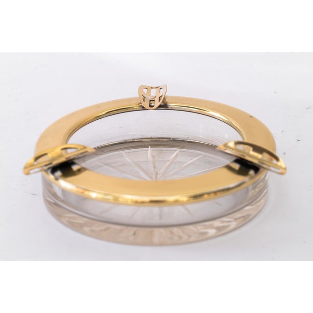 Art Deco Ashtray Brass and Cut Glass, 1920s For Sale - Image 9 of 14