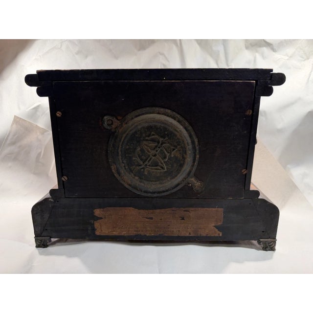 Seth Thomas Antique Adamantine Black Mantel Clock For Sale - Image 10 of 12