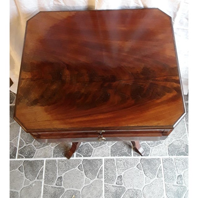 Antique German Biedermeier Sewing Table in Mahogany, 1830s For Sale - Image 3 of 14