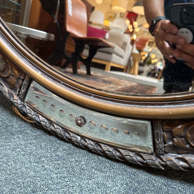 Vintage Baroque Style Carved Round Wall Mirror For Sale - Image 10 of 12