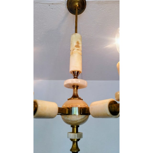 Italian Onyx Brass Vintage Marble Chandelier Lighting Ceiling Fixture Light Chandelier will be send as demontaged and will...