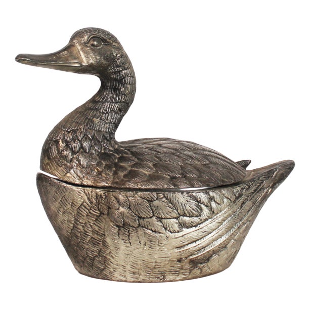 Silver Plated Duck Ice Bucket by Mauro Manetti for Fonderia D'Arte, 1970s For Sale