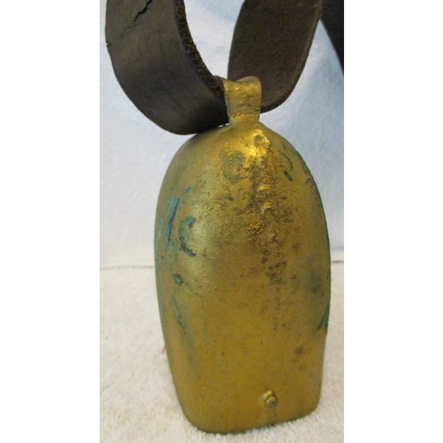 Antique Swiss Hand Forged Copper Cowbell With Leather Strap For Sale - Image 4 of 9
