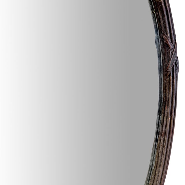 Mid-20th Century Italian Oval Framed Reed and Ribbon Mirror For Sale - Image 9 of 9