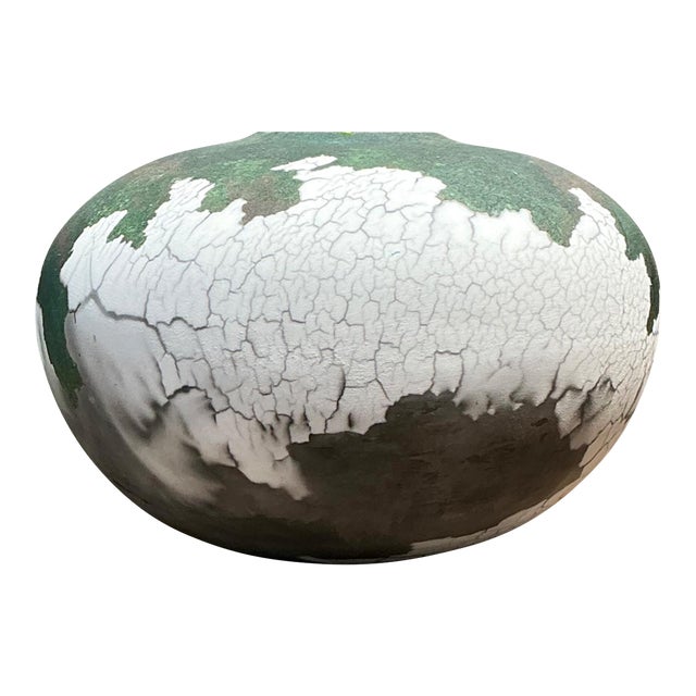 Vintage Tony Evans Crackle Glaze Ceramic Vase For Sale